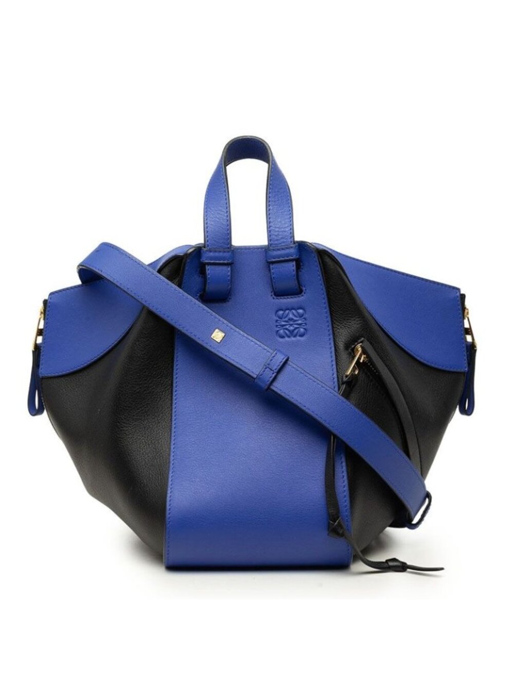 Loewe Anagram Hammock Small 2-Way Shoulder Bag Black Blue Leather